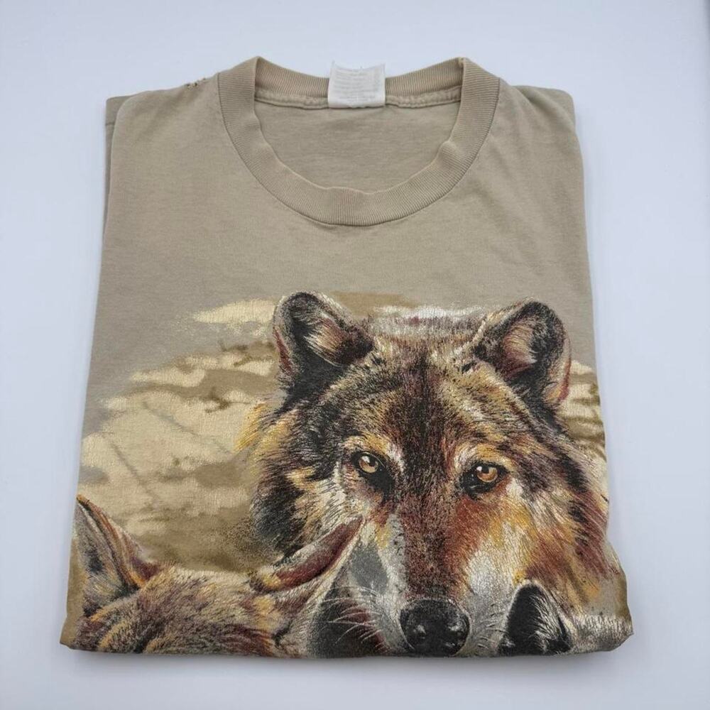 Vintage 90s wolf nature graphic size large habitat